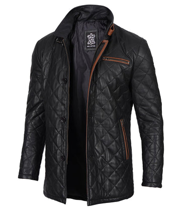 Premium Quilted Leather Jacket for Men – Sleek Moto Design