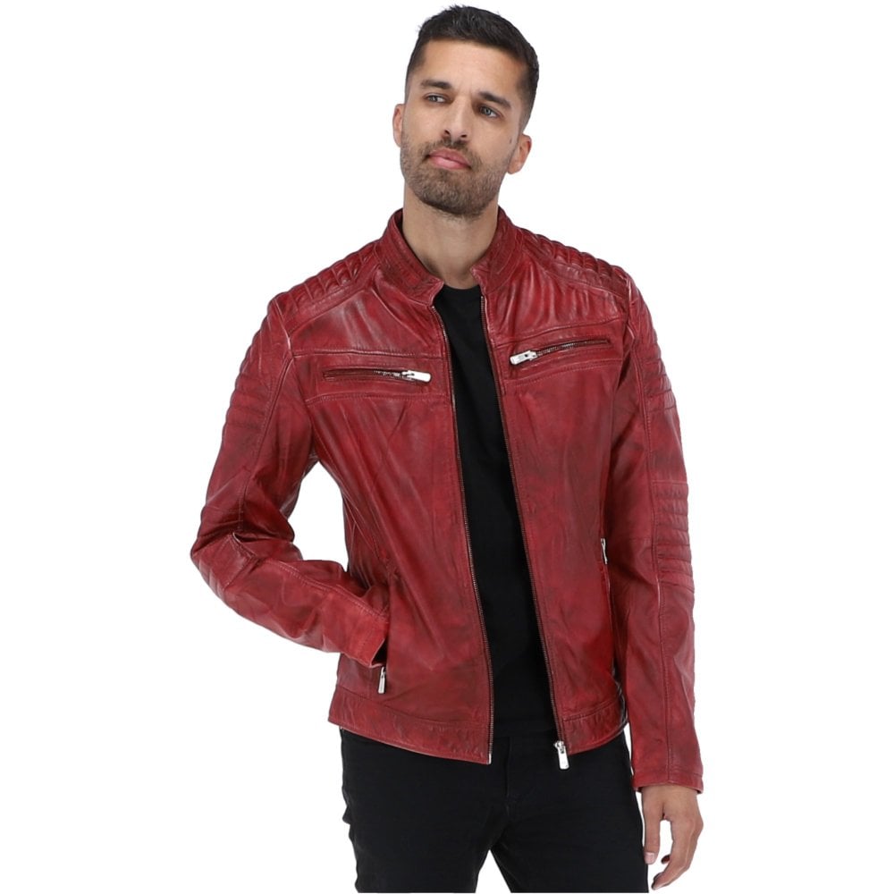 Mens Rugged Leather Motorcycle Jacket – Built for Adventure