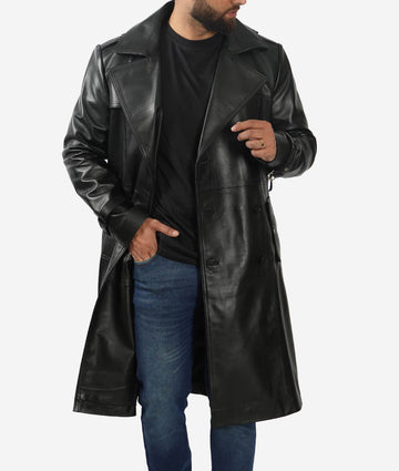 Mens Leather Trench Coat – Timeless Style and Durability