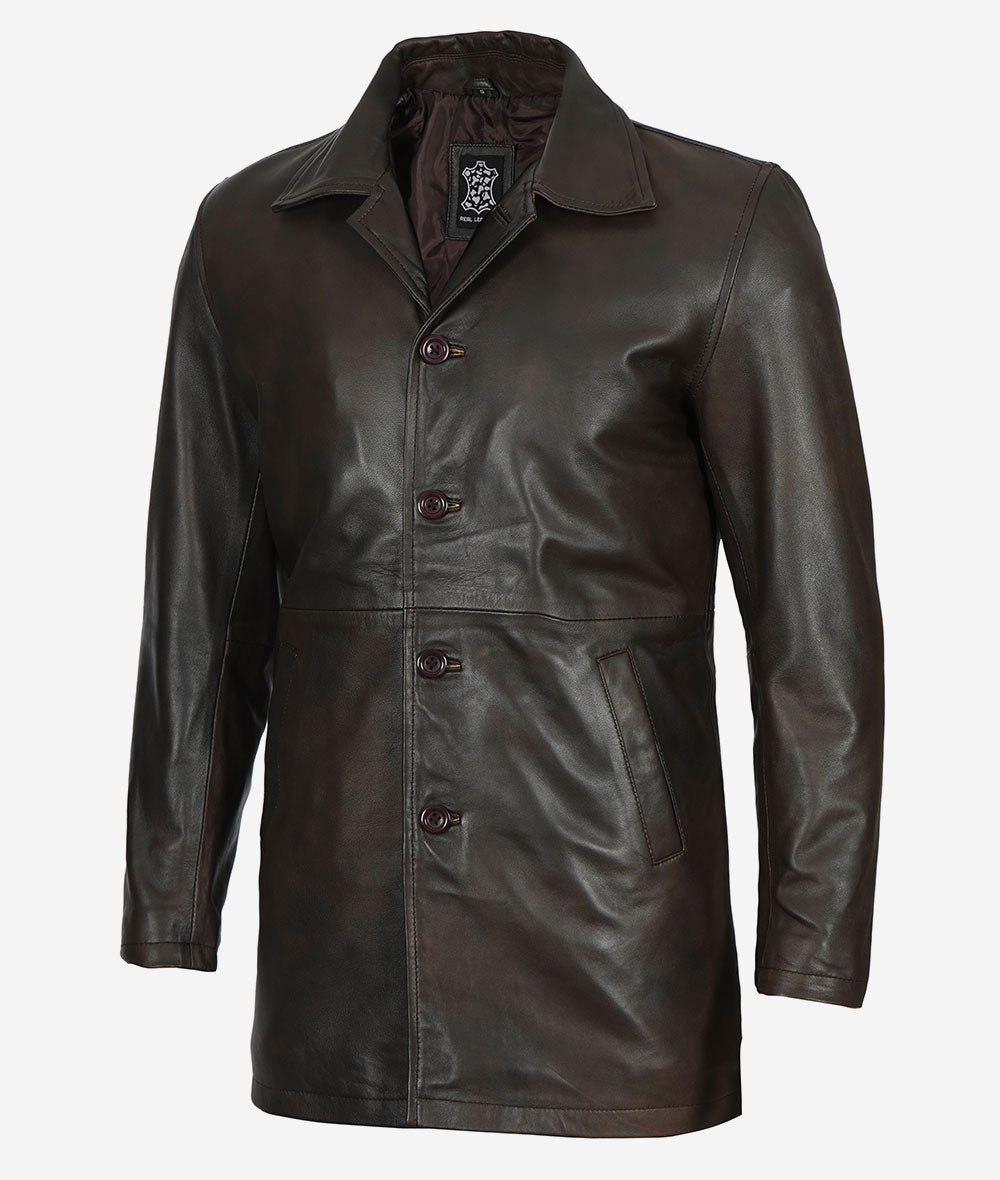 Modern Leather Trench Coat for Men – Sleek and Stylish